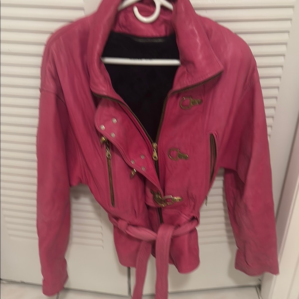 Women's Pink Leather Jacket